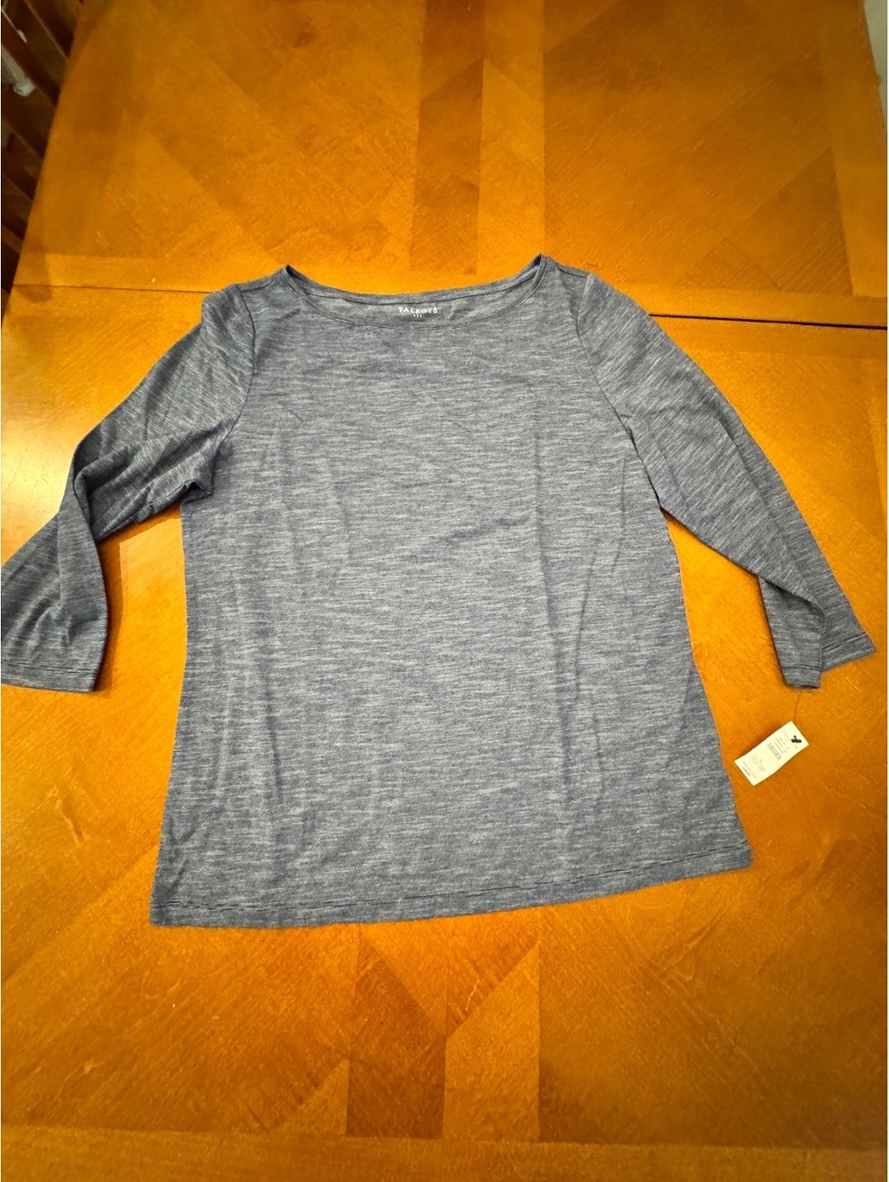 Talbots Women's Blue 3/4 Sleeve Cotton Blend Top Size L 1663